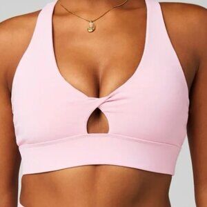 Fabletics Oasis Twist Medium Impact Sports Bra Pink
